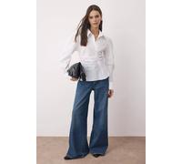 Wovcor Asymmetrical Shirt With Balloon Sleeve Detail In White White