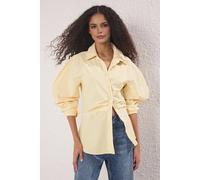 Wovcor Asymmetrical Shirt With Balloon Sleeve Detail In Yellow Yellow 10