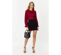 WOVCOR Baby Collar Woven Shirt with Balloon Sleeve - Burgundy - 14