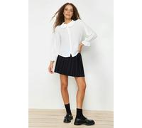 WOVCOR Baby Collar Woven Shirt with Balloon Sleeve - White - 14
