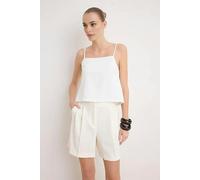 WOVCOR Back Button Detail Lined Woven Blouse - White - 6