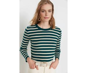 WOVCOR Basic Striped Knit Sweater - Green - S