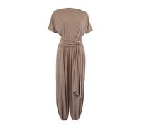 Wovcor Belted Boat Neck Wide Leg Jumpsuit In Taupe Taupe