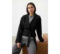 Wovcor Belted Double Breasted Tailored Blazer Jacket In Black Black