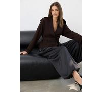 Wovcor Belted Double Breasted Tailored Blazer Jacket In Brown Brown