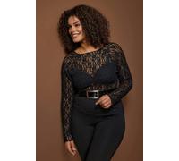 WOVCOR Black Lace Knit Plus Size Blouse - Black - 3XL