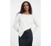 Wovcor Boat Neck Basic Knit Sweater In Off White Off White