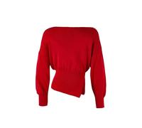 Wovcor Boat Neck Mercerised Knit Sweater Slit Detail In Red Red