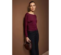 WOVCOR Boat Neck Regular Knit Blouse - Burgundy - M