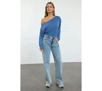 WOVCOR Boat Neck Relaxed Cut Knit Blouse - Indigo - XS