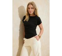 WOVCOR Boat Neck Scuba Crepe Knit Blouse - Black - XS