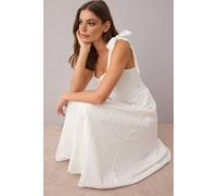 Wovcor Broderie Anglaise Bow Strap Maxi Dress In White White