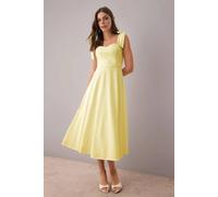 Wovcor Broderie Anglaise Bow Strap Maxi Dress In Yellow Yellow