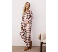 Wovcor Buffalo Check Revere Collar Long Sleeve Cotton Flannel Pyjama Set