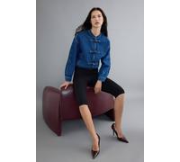 Wovcor Button Detail Elasticated Waist Denim Jacket In Blue Blue