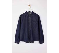 Wovcor Button Front Cotton Denim Shirt In Dark Blue Dark Blue