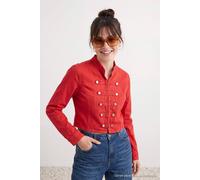 Wovcor Button Front Fitted Long Sleeve Denim Jacket In Red Red