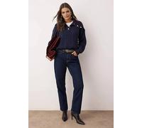 Wovcor Cable Knit Wide Fit Sweater With Turn-Down Collar In Navy Navy