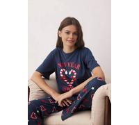 Wovcor Candy Cane Print Short Sleeve Top & Lounge Pyjama Set Multi XS
