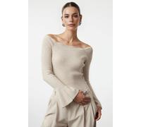 Wovcor Carmen Collar Knit Sweater In Stone Stone L