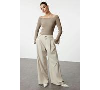 WOVCOR Carmen Collar Knit Sweater - Taupe - S