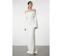 WOVCOR Carmen Collar Maxi Elegant Evening Dress - White - 8