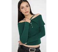 Wovcor Carmen Halter Neck Knit Sweater In Green Green