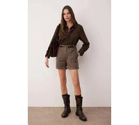 WOVCOR Cashmere Belted Shorts - Brown - 8