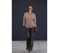 Wovcor Cashmere Blend Crew Neck Long Sleeve Knit Jumper In Taupe Taupe