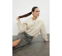 WOVCOR Cashmere Bomber Jacket Coat - Ecru - S
