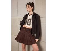 Wovcor Check Pleated High Waist Mini Skirt In Brown Brown