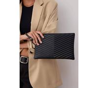 Wovcor Chevron Quilted Zip Closure Clutch Bag In Black Black