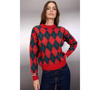 Wovcor Christmas Glitter Argyle Knit Sweater Multi L