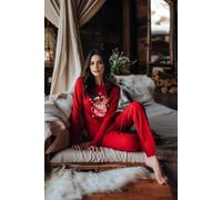 Wovcor Christmas Print Long Sleeve Pyjama Set In Red Red