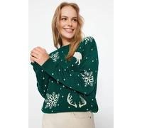 Wovcor Christmas Themed Jacquard Knit Sweater In Green Green