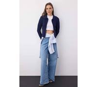 Wovcor Classic Collared Knit Cardigan With Zip Detail In Navy Navy
