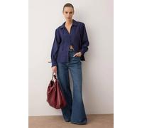 Wovcor Collared Long Sleeve Textured Shirt In Navy Navy 10