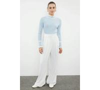 WOVCOR Color Block Knit Sweater - Light Blue - XS