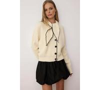 WOVCOR Color Block Knit Sweater with Shawl Collar Detail - Stone - S