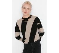 Wovcor Colour Block Rib-Knit Crew Neck Sweater In Camel Camel