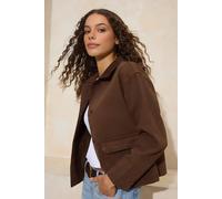 Wovcor Contrast Collar Button Front Utility Jacket In Brown Brown L