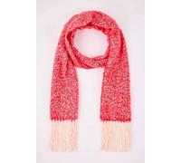 Wovcor Contrast Tassel Marled Boucle Oversized Winter Scarf In Red Red
