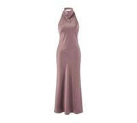 Wovcor Cowl Neck Halter Satin Sleeveless Midi Slip Dress In Taupe Taupe