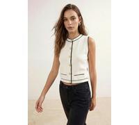 WOVCOR Crew Neck Color Block Knit Thin Blouse - Ecru - M