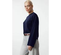 Wovcor Crew Neck Flared Sleeve Knit Sweater In Navy Navy