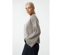 Wovcor Crew Neck Flared Sleeve Knit Sweater In Stone Stone
