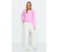 WOVCOR Crew Neck Knit Cardigan - Pink - M