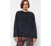 Wovcor Crew Neck Long Sleeve Cotton Sweatshirt In Dark Grey Dark Grey
