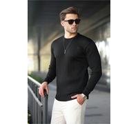WOVCOR Crew Neck Long Sleeve Men's Sweater - Black - S