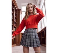 Wovcor Crew Neck Long Sleeve Regular Fit Crop Sweatshirt In Dark Red Dark Red